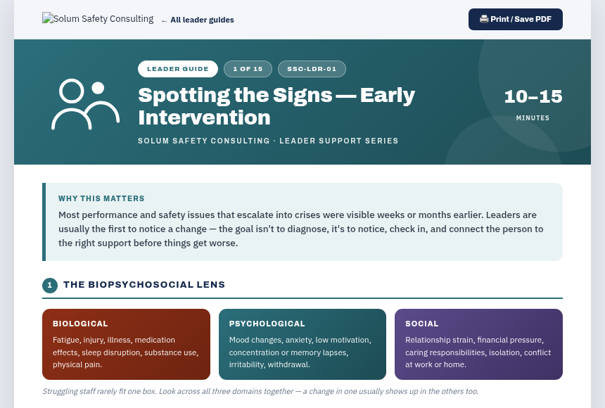 Preview of the Spotting the Signs digital form