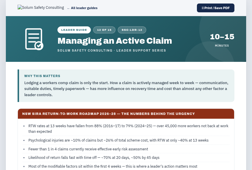 Preview of the Managing an Active Claim digital form