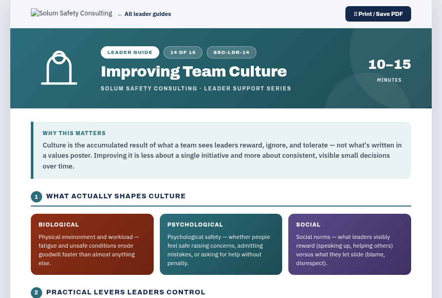 Preview of the Improving Team Culture digital form